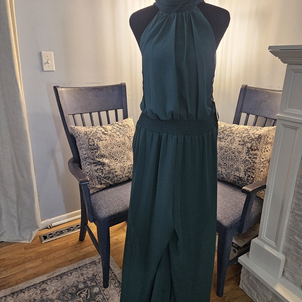 Vince Camuto Dark Green Halter Jumpsuit